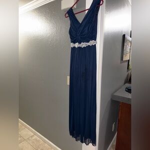 City Triangles Navy Blue Gown with Silver Accents